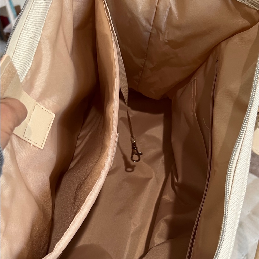BEIS Mini Weekender Cream and Tan Canvas Bag - Picture 12 of 15